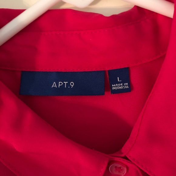 Apt. 9 Hot Pink Semi Sheer button up top L - Picture 3 of 4